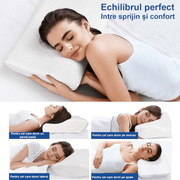 Perna ortopedica pentru dormit NextWave®️, Spuma cu Memorie ergonomica pentru Gat si Suport Cervical, Husa lavabila, Ideala pentru dormitul lateral, spate sau stomac