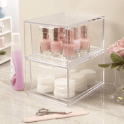Organizator universal 2 bucati pentru cosmetic NextWave®️, multifunctional cu sertare glisante, recipient de depozitare incapator, 23x20x15 cm, transparent