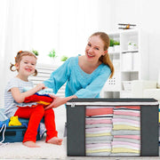 Set 4 huse depozitare cu fermoar NextWave®️, Organizator pentru haine, Cu fereastra transparenta, Rezistent la praf si umiditate, Usor de pliat si curatat, depozitare practica pentru haine, paturi, pantofi, jucarii de plus, 60*40*33cm, Gri
