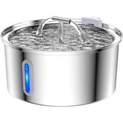 Dispenser apa automat tip fantana NextWave® pentru pisici si caini, cu fereastra mare pentru nivelul apei, purificare si filtrare prin carbune activ, otel inoxidabil, ultra-silentiosa, USB, adaptor priza, capacitate 3.2L, Argintiu