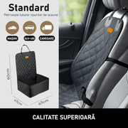 Husa scaun auto protectie si transport animale 2-1 NextWave®️, caini si pisici ofera protectie scaun fata, universala, taxi, ride sharing, impermeabila, antialunecare, 56cm, neagra
