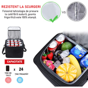 Organizator portbagaj auto cu Geanta Termica NextWave®️ si chingi de ancorare, Multifunctional, Pliabil, 6 compartimente, Material Oxford 1680D, 90x35x30 cm, negru