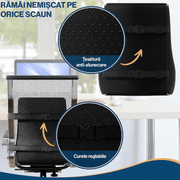 Perna lombara ortopedica NextWave®, din spuma cu memorie, Suport lombar pentru scaun de birou sau masina, Respirabila si Antialunecare, Husa detasabila, Negru, 44 x 40 x 11cm