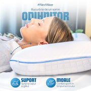 Pernă pentru dormit NextWave Spumă cu memorie cu gel ventilat Confort răcoros cu zone termice pentru somn odihnitor