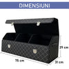 Organizator portbagaj auto Premium NextWave®️, Multifunctional, Pliabil, Rezistent, Manere Laterale, Prindere cu catarame, 1/2/3 compartimente, alb negru