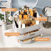 Organizator pentru cosmetice si bijuterii NextWave®, spatiu depozitare cu 2 sertare si vitrina, multifunctionala, alb