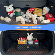 Organizator portbagaj auto Premium NextWave®️, Multifunctional, Pliabil, Rezistent, Manere Laterale, Prindere cu catarame, 2 compartimente mari, 53x31x30 cm, Alb Negru