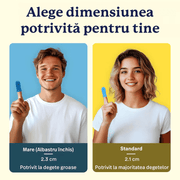 Set 2 periute de dinti pentru animale de companie tip degetar 360°, caine, pisica de dimensiune mare sau mica, silicon moale pentru dinti mai albi, curatare rapida, igiena dentara, albastru