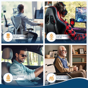 Perna lombara ortopedica NextWave®, din spuma cu memorie, Suport lombar pentru scaun de birou sau masina, Respirabila si Antialunecare, Husa detasabila, Negru, 44 x 40 x 11cm