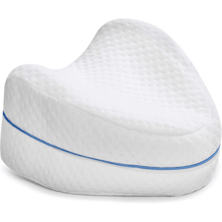 Perna ortopedica pentru genunchi si picioare NextWave®️, Spuma cu memorie, potrivita pentru ameliorarea durerilor de sciatica, spate, sold, genunchi, articulatii, picioare umflate, varice, husa detasabila, alb