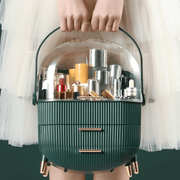 Organizator pentru cosmetice si bijuterii NextWave®, spatiu depozitare cu 2 sertare, vitrina, cutie pensule si rujuri, multifunctionala