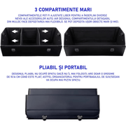 Organizator portbagaj auto Premium NextWave®️, Multifunctional, Pliabil, Rezistent, Manere Laterale, Prindere cu catarame, 3 compartimente mari, 75x31x30 cm