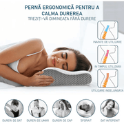 Perna ortopedica pentru dormit NextWave®, Spuma cu Memorie ergonomica pentru Gat si Suport Cervical, Ideala pentru dormitul lateral, spate sau stomac, Husa detasabila lavabila, Fermitate Medie, 60 x 40 cm