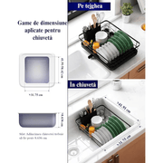 Scurgator vase cu suport scurgere automata, NextWave, multifunctional, 38 x 28 x 12 cm, Negru