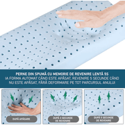 Perna ortopedica pentru dormit NextWave®, Spuma cu Memorie ergonomica pentru Gat si Suport Cervical, Ideala pentru dormitul lateral, spate sau stomac, Husa detasabila lavabila, Fermitate Medie, 60 x 40 cm