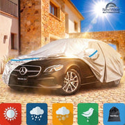 Prelata Auto Premium NextWave®️, Impermeabila, Protectie UV, Praf, Zapada, Inghet, Universala pentru Sedan, Buzunare Oglinzi, Fermoar Usa Sofer, Material Premium, Husa Saculet Depozitare