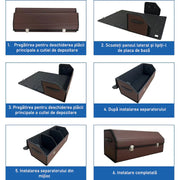 Organizator portbagaj auto Premium NextWave®️, Multifunctional, Pliabil, Rezistent, Manere Laterale, Prindere cu catarame, 1/2/3 compartimente mare, Maro