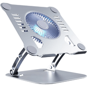 Suport Laptop Ergonomic, cu Sistem de Ventilatie prin Cooler, 3 viteze, Portabil, Stand Reglabil pe Inaltime, pentru Laptop si Tableta, compatibil cu toate Laptopurile 10-15.6'', Universal, Fabricat din Aluminiu