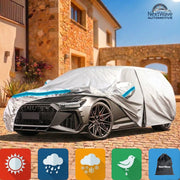 Prelata Auto Premium NextWave®️, Impermeabila, Protectie UV, Praf, Zapada, Inghet, Universala pentru Sedan, Buzunare Oglinzi, Fermoar Usa Sofer, Material Premium, Husa Saculet Depozitare