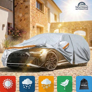 Prelata Auto Premium NextWave®️, Impermeabila, Protectie UV, Praf, Zapada, Inghet, Universala pentru Sedan, Buzunare Oglinzi, Fermoar Usa Sofer, Material Premium, Husa Saculet Depozitare