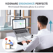 Suport Laptop Ergonomic, cu Sistem de Ventilatie prin Cooler, 3 viteze, Portabil, Stand Reglabil pe Inaltime, pentru Laptop si Tableta, compatibil cu toate Laptopurile 10-15.6'', Universal, Fabricat din Aluminiu
