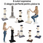 Ansamblu de joaca pentru pisici NextWave®, stalp pentru ascutit ghearelor, bila suspendata, confectionat din sisan natural rezistent la zgarieturi, inaltime mare de 81cm pentru protectia mobilierului, bej