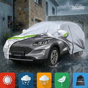 Prelata Auto Premium NextWave®️, Impermeabila, Protectie UV, Praf, Zapada, Inghet, Universala pentru Sedan, Buzunare Oglinzi, Fermoar Usa Sofer, Material Premium, Husa Saculet Depozitare