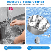 Dispenser apa automat tip fantana NextWave® pentru pisici si caini, cu fereastra mare pentru nivelul apei, purificare si filtrare prin carbune activ, otel inoxidabil, ultra-silentiosa, USB, adaptor priza, capacitate 3.2L, Argintiu