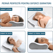 Perna ortopedica pentru dormit NextWave®, Spuma cu Memorie ergonomica pentru Gat si Suport Cervical, Ideala pentru dormitul lateral, spate sau stomac, Husa detasabila lavabila, Fermitate Medie, 60 x 40 cm