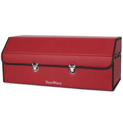 Organizator portbagaj auto Premium NextWave®️, Multifunctional, Pliabil, Rezistent, Manere Laterale, Prindere cu catarame, 3 compartimente mari, 75x31x30 cm, Rosu