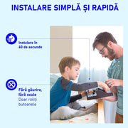 Raft pentru pat/noptiera NextWave®️, cu suport pentru telefon, incarcator, tableta si obiecte, prindere pentru cabluri, 32x24x7.5cm, alb