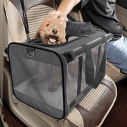 Geanta pentru transport animale mici NextWave®, pisica, caine, iepure, din panza, 46x30x30, Baza rezistenta cu covoras, Usor de transportat, Plasa respirabila