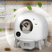 Litiera Automata Smart NextWave® pentru pisica, Auto-Curatare, Aplicatie Mobila, Sterilizare Automata UV, Senzori Ambientali, 76L+ 13L, 3 role saci, alb