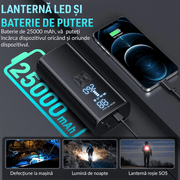 Compresor Auto Portabil Digital NextWave cu accumulator 25000mAh, 150PSI/10 Bari, Baterie Reincarcabila, pentru Anvelope Auto, Motociclete, Tubliss Enduro, Biciclete si Mingi, 4 moduri inteligente de unflare, oprire automata, power bank, lumina led, Negru