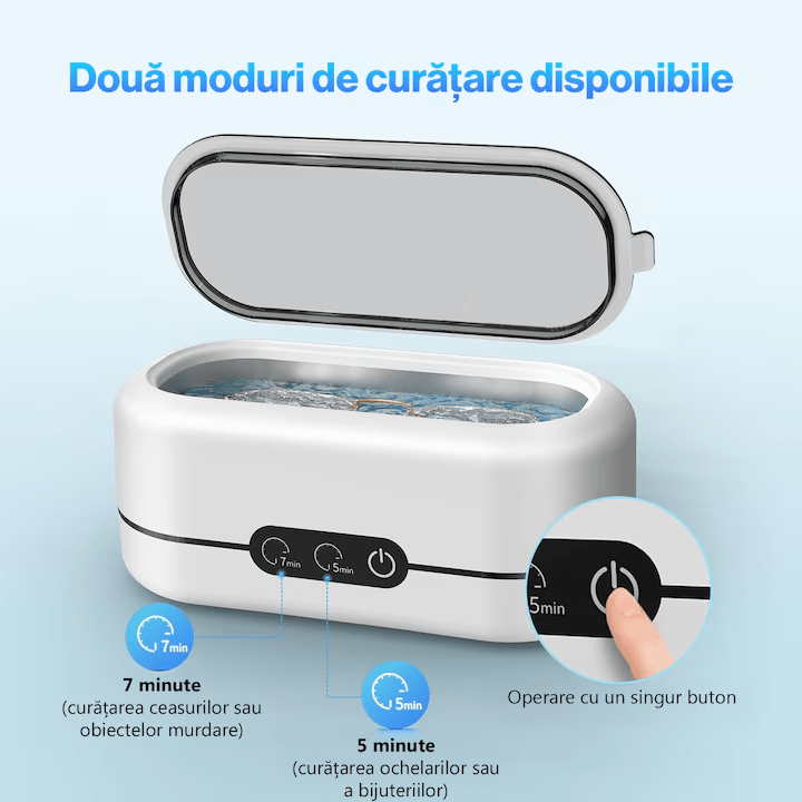 Sterilizator Ultrasonic Profesional 48kHz pentru bijuterii, Proteze, Ochelari, Ceasuri, Monede, Sticla, 2 moduri de curatare, Accesorii de Manichiura si Pedichiura, Biberoane si Suzete, Aparat de curatare pentru uz casnic, portabil, rezervor din inox