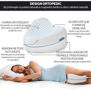 Perna ortopedica pentru genunchi si picioare NextWave®️, Spuma cu memorie, potrivita pentru ameliorarea durerilor de sciatica, spate, sold, genunchi, articulatii, picioare umflate, varice, husa detasabila, alb