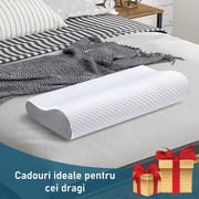 Perna ortopedica pentru dormit NextWave®, Spuma cu Memorie ergonomica pentru Gat si Suport Cervical, Ideala pentru dormitul lateral, spate sau stomac, Husa detasabila lavabila, Fermitate Medie, 60 x 40 cm
