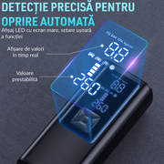 Compresor Auto Portabil Digital NextWave cu accumulator 25000mAh, 150PSI/10 Bari, Baterie Reincarcabila, pentru Anvelope Auto, Motociclete, Tubliss Enduro, Biciclete si Mingi, 4 moduri inteligente de unflare, oprire automata, power bank, lumina led, Negru