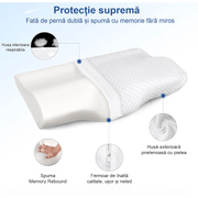 Perna ortopedica pentru dormit NextWave®️, Spuma cu Memorie ergonomica pentru Gat si Suport Cervical, Husa lavabila, Ideala pentru dormitul lateral, spate sau stomac
