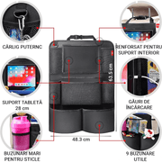 Huse Auto pentru spatarul scaunelor din fata NextWave®, Protectie spatar pentru masina, Organizator auto rezistent la Apa, 9 buzunare, Universal, uz personal, taxi, ride sharing, set 2 bucati, negre