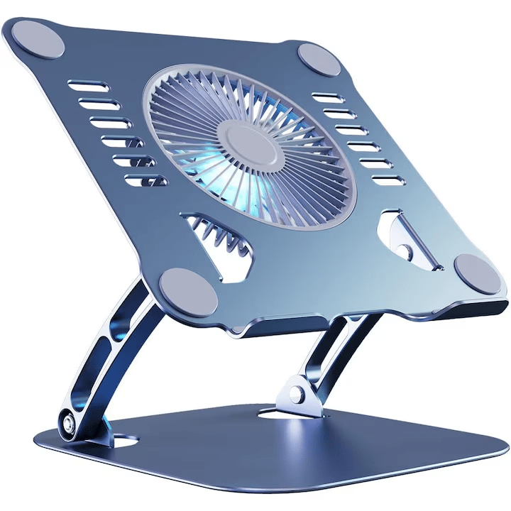 Suport Laptop Ergonomic, cu Sistem de Ventilatie prin Cooler, 3 viteze, Portabil, Stand Reglabil pe Inaltime, pentru Laptop si Tableta, compatibil cu toate Laptopurile 10-15.6'', Universal, Fabricat din Aluminiu